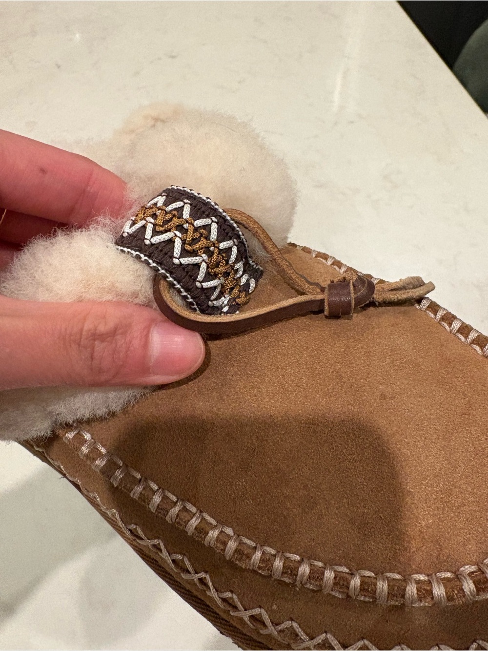 Uggs Shearling-Lined Suede Moccasin Slippers - Chestnut - Picture 11 of 13